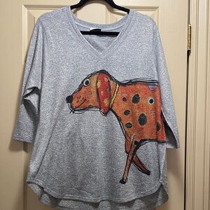Gray Dog Print T-Shirt